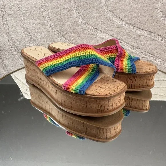 Jessica Simpson Multi Rainbow Ediza Crochet Platform - Picture 4 of 7